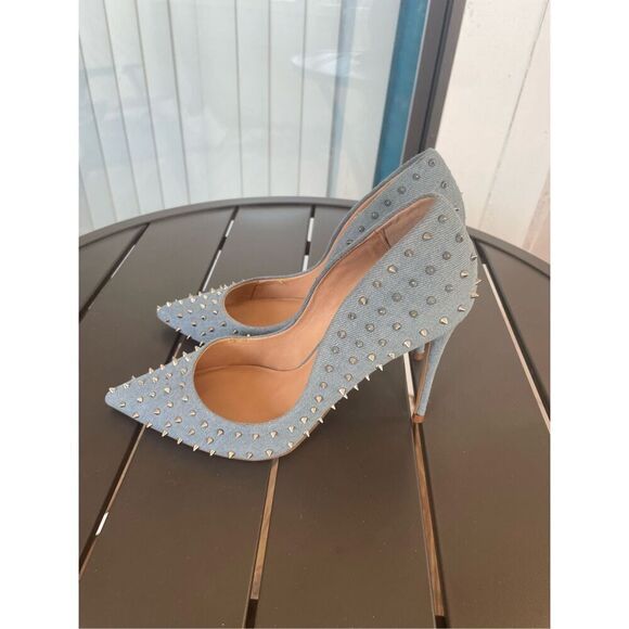 NWOB Steve Madden Daisie Denim Spike Studded Pump Heels 10 M - Picture 5 of 13